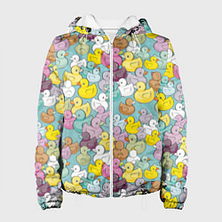 Куртка с капюшоном женская Уютные уточки, цвет: 3D-белый