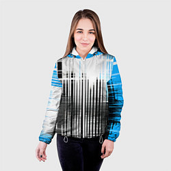 Куртка с капюшоном женская Сине-чёрный гранж на белом фоне, цвет: 3D-белый — фото 2