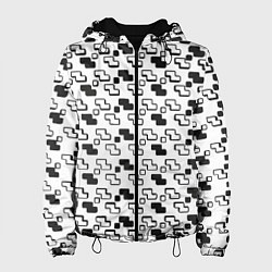 Куртка с капюшоном женская Чёрно-белые фигуры на белом фоне, цвет: 3D-черный