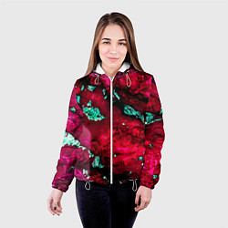Куртка с капюшоном женская Абстракция красно-голубая, цвет: 3D-белый — фото 2