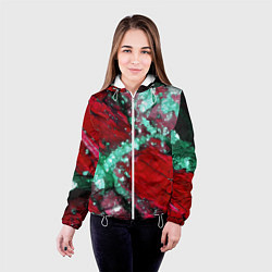 Куртка с капюшоном женская Голубой минерал в красном камне, цвет: 3D-белый — фото 2