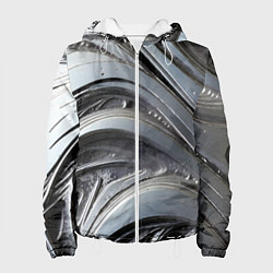 Куртка с капюшоном женская Полированный серебряный металл, цвет: 3D-белый