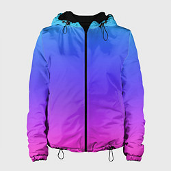 Куртка с капюшоном женская Градиент закат сине-розовый, цвет: 3D-черный