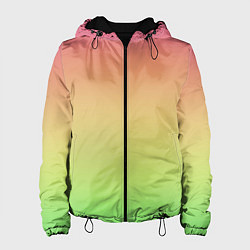 Куртка с капюшоном женская Градиент заря розово-зелёный, цвет: 3D-черный
