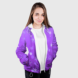 Куртка с капюшоном женская Резные снежинки глитч, цвет: 3D-белый — фото 2