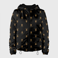 Куртка с капюшоном женская Золотая маска кролика на черном, цвет: 3D-черный