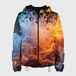 Куртка с капюшоном женская Брызги воды и огня, цвет: 3D-черный