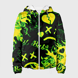 Куртка с капюшоном женская Lil Peep кислотные автографы, цвет: 3D-белый