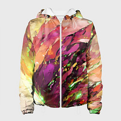 Куртка с капюшоном женская Красно-жёлтая абстракция, цвет: 3D-белый