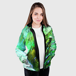 Куртка с капюшоном женская Зелёная абстракция, цвет: 3D-черный — фото 2