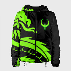 Куртка с капюшоном женская Квейк кислотный дракон лого, цвет: 3D-черный