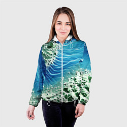 Куртка с капюшоном женская Берег и синие волны, цвет: 3D-белый — фото 2
