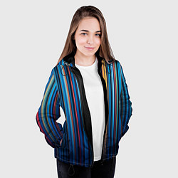 Куртка с капюшоном женская Композиция из вертикальных линий, цвет: 3D-черный — фото 2