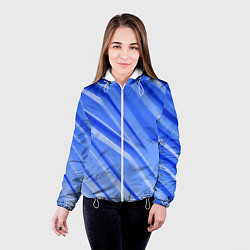 Куртка с капюшоном женская Синий пластик, цвет: 3D-белый — фото 2