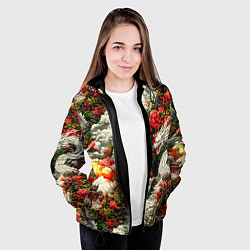 Куртка с капюшоном женская Дракон в небесном храме - нейросеть, цвет: 3D-черный — фото 2