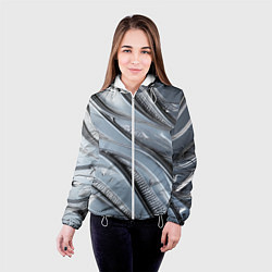Куртка с капюшоном женская Полированный металл серебряный, цвет: 3D-белый — фото 2