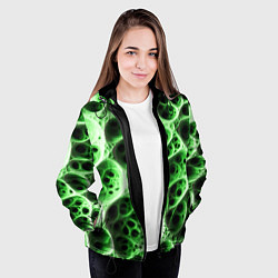 Куртка с капюшоном женская Зелёная пористая структура, цвет: 3D-черный — фото 2