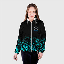 Куртка с капюшоном женская Mazda голубые краски, цвет: 3D-белый — фото 2