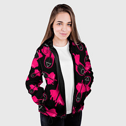 Куртка с капюшоном женская Стражи из игры в кальмара, цвет: 3D-черный — фото 2
