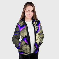 Куртка с капюшоном женская Треснувший камень фиолетовый, цвет: 3D-черный — фото 2