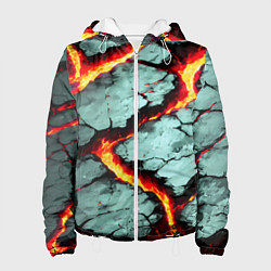 Куртка с капюшоном женская Треснувший камень жёлтый, цвет: 3D-белый