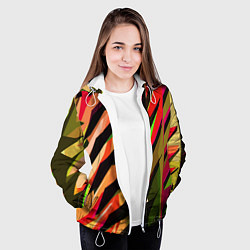 Куртка с капюшоном женская Красно-чёрная абстракция, цвет: 3D-белый — фото 2