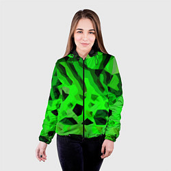 Куртка с капюшоном женская Чёрно-зелёная пористая абстракция, цвет: 3D-черный — фото 2