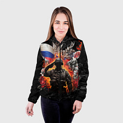 Куртка с капюшоном женская Защитник отечества с ангельскими крыльями, цвет: 3D-черный — фото 2