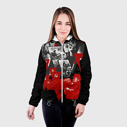 Куртка с капюшоном женская Советская экономика - Владимир Ленин, цвет: 3D-белый — фото 2