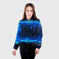 Куртка с капюшоном женская Синяя неоновая атмосфера, цвет: 3D-черный — фото 2