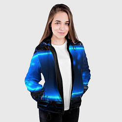 Куртка с капюшоном женская Синяя неоновая атмосфера, цвет: 3D-черный — фото 2