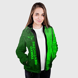 Куртка с капюшоном женская Tokyo Revengers - green gradient по-вертикали, цвет: 3D-черный — фото 2