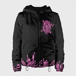 Куртка с капюшоном женская Киберсердце, цвет: 3D-черный