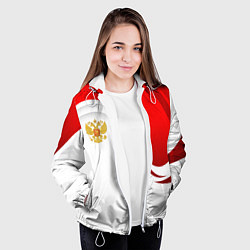 Куртка с капюшоном женская Россия - красный и белый, цвет: 3D-белый — фото 2