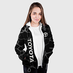Куртка с капюшоном женская Toyota - монохромный аква, цвет: 3D-белый — фото 2