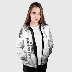 Куртка с капюшоном женская Assassins Creed - white gradient вертикально, цвет: 3D-черный — фото 2