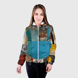 Куртка с капюшоном женская Абстрактный ретро коллаж, цвет: 3D-белый — фото 2