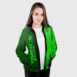 Куртка с капюшоном женская Counter Strike - green gradient по-вертикали, цвет: 3D-черный — фото 2