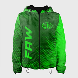 Куртка с капюшоном женская FAW - green gradient вертикально, цвет: 3D-черный