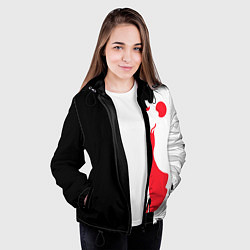Куртка с капюшоном женская Девушка в красном платье, цвет: 3D-черный — фото 2