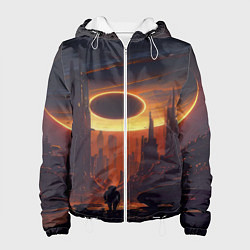 Куртка с капюшоном женская Космос - человек, цвет: 3D-белый