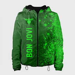 Куртка с капюшоном женская Bon Jovi - green gradient по-вертикали, цвет: 3D-черный