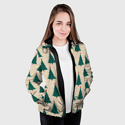 Куртка с капюшоном женская Новогодняя ель, цвет: 3D-черный — фото 2