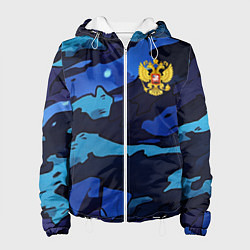 Куртка с капюшоном женская Камуфляж с гербом РФ, цвет: 3D-белый