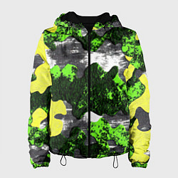 Куртка с капюшоном женская Камуфляж из брызг краски, цвет: 3D-черный
