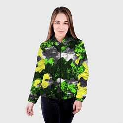 Куртка с капюшоном женская Камуфляж из брызг краски, цвет: 3D-черный — фото 2