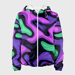 Куртка с капюшоном женская Разноцветный эмоциональный камуфлляж, цвет: 3D-белый