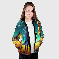 Куртка с капюшоном женская Рик и Морти на планете жирафов - нейроарт, цвет: 3D-черный — фото 2