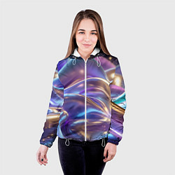 Куртка с капюшоном женская Волны космические, цвет: 3D-белый — фото 2