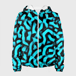 Куртка с капюшоном женская Бирюзовая абстракция, цвет: 3D-белый